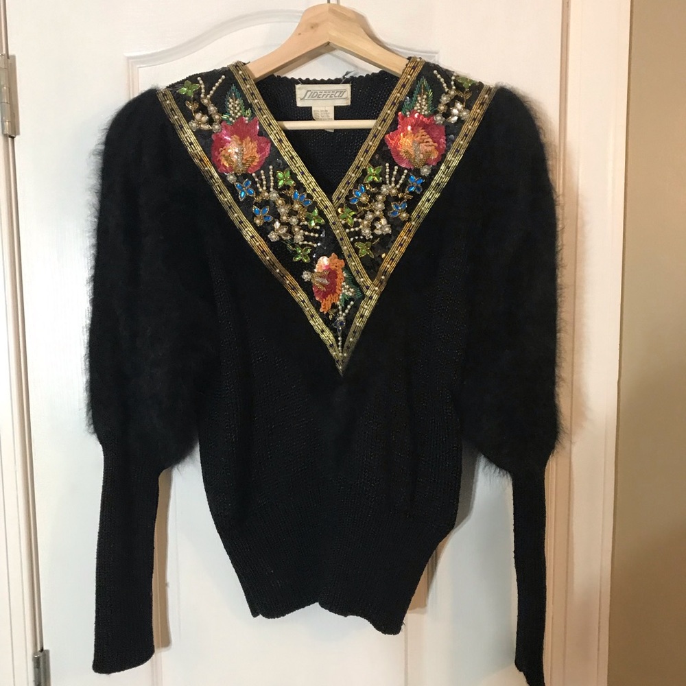 ❌SOLD Vintage 80s Glam Beaded Sweater With Angora